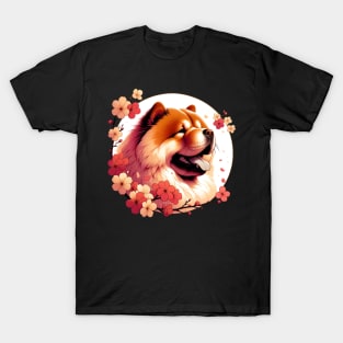 Chow Chow Enjoys Spring Amidst Cherry Blossoms T-Shirt